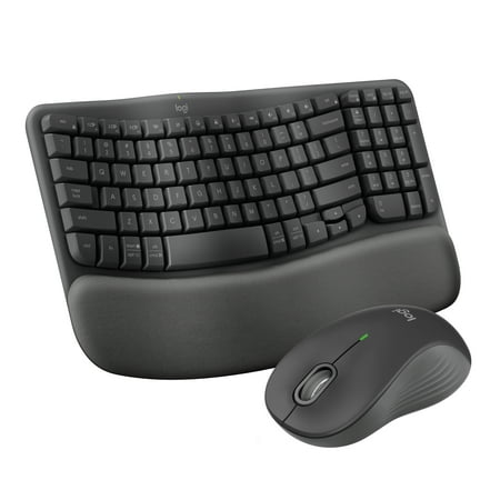 Logitech - Wave Keys MK670 Combo Ergonomic Wireless Keyboard and Mouse Bundle for Windows/Mac with Integrated Palm-rest - Graphite