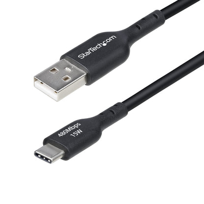 StarTech.com 6ft (1.8m) USB-A to USB-C Charging Cable, Charge & Sync, 3A, USB 2.0, TPE Jacket - Black USB Charging Cord