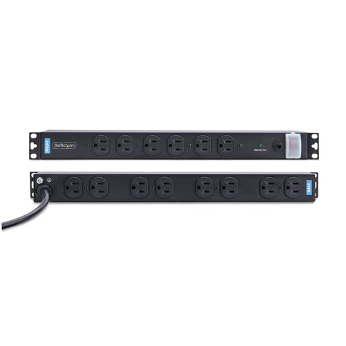 StarTech.com 14-Outlet Rackmount PDU, 1U Server Power Strip with 6x Front and 8x Rear Ports, Mounted Power Distribution Unit for 19-Inch Racks and Cabinets