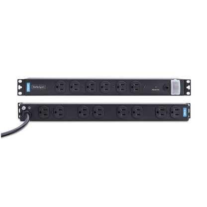 StarTech.com 14-Outlet Rackmount PDU, 1U Server Power Strip with 6x Front and 8x Rear Ports, Mounted Power Distribution Unit for 19-Inch Racks and Cabinets