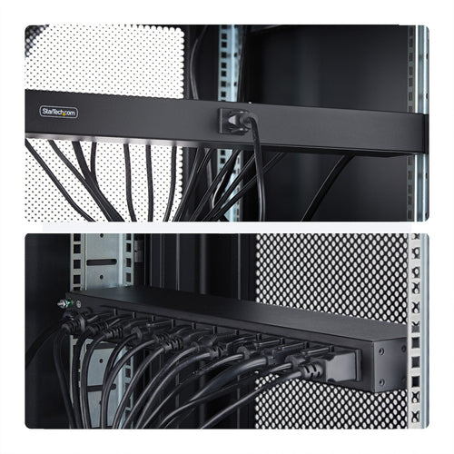 StarTech.com 13-Outlet Rackmount PDU, 1U Server Power Strip with 1x Front and 12x Rear Ports, Mounted Power Distribution Unit for 19-Inch Racks and Cabinets