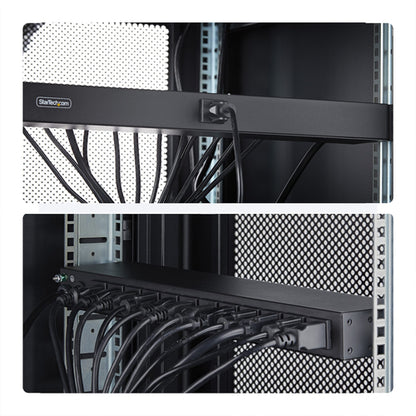 StarTech.com 13-Outlet Rackmount PDU, 1U Server Power Strip with 1x Front and 12x Rear Ports, Mounted Power Distribution Unit for 19-Inch Racks and Cabinets
