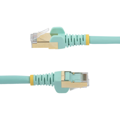 StarTech.com 3ft CAT6a Ethernet Cable - 10 Gigabit Shielded Snagless RJ45 100W PoE Patch Cord - 10GbE STP Network Cable w/Strain Relief - Aqua Individually Tested/Wiring is UL Certified/TIA