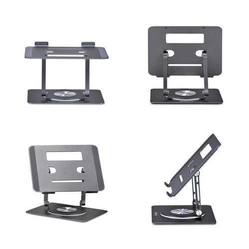 StarTech.com Rotating Laptop Stand, 360 Swivel, Ergonomic Desk Riser for Computer, Elevated Tray w/ Adjustable Tilt, Max 11lb/5kg, Aluminum Build, Portable Design