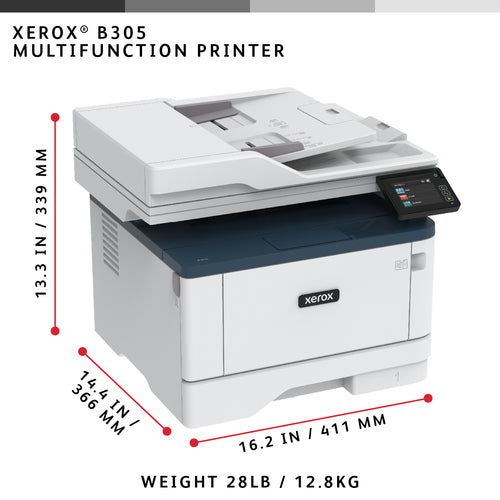 Xerox B305 A4 38ppm Wireless Duplex Copy/Print/Scan PS3 PCL5e/6 2 Trays 350 Sheets