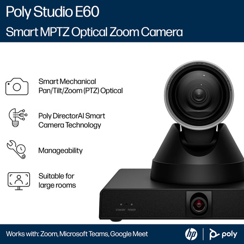 HP Poly Studio E60 Smart Camera 4K MPTZ with 12x Optical Zoom