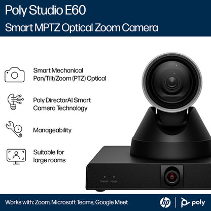 HP Poly Studio E60 Smart Camera 4K MPTZ with 12x Optical Zoom
