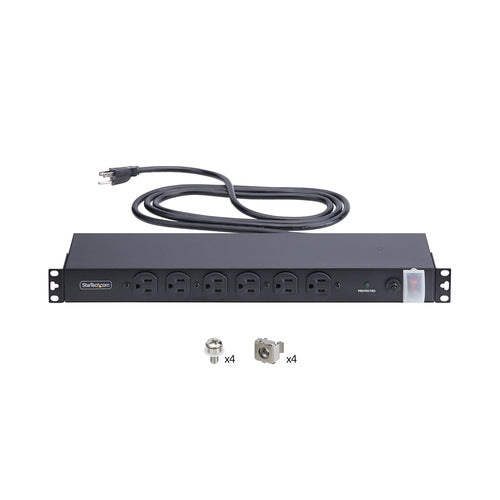 StarTech.com 14-Outlet Rackmount PDU, 1U Server Power Strip with 6x Front and 8x Rear Ports, Mounted Power Distribution Unit for 19-Inch Racks and Cabinets
