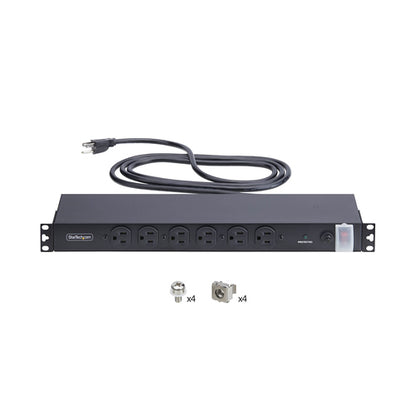 StarTech.com 14-Outlet Rackmount PDU, 1U Server Power Strip with 6x Front and 8x Rear Ports, Mounted Power Distribution Unit for 19-Inch Racks and Cabinets