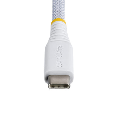 StarTech.com 3ft (91cm) White USB-C Charging Cable, 60W (3A) PD, Dual-Layer Braided Nylon/TPE Jacket, Rugged USB C Charging Cord, USB 2.0 Laptop Charger Cable