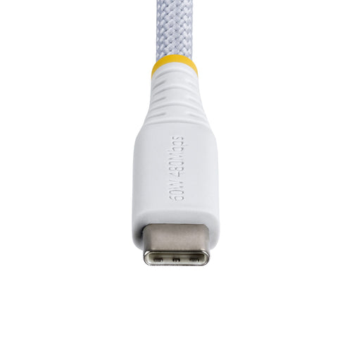 StarTech.com 1ft (30cm) White USB-C Charging Cable, 60W (3A) PD, Dual-Layer Braided Nylon/TPE Jacket, Rugged USB C Charging Cord, USB 2.0 Laptop Charger Cable