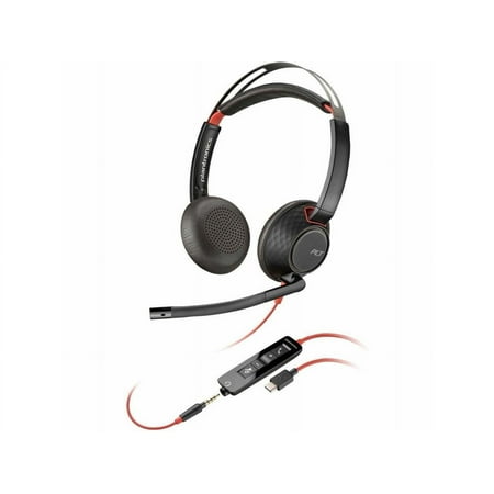 Poly Blackwire C5220 Headset - Stereo - USB Type C  Mini-phone (3.5mm) - Wired - 32 Ohm - 20 Hz - 20 kHz - Over-the-head - Binaural - Supra-aural - 7.10 ft Cable - Noise Cancelling Microphone - Noi...