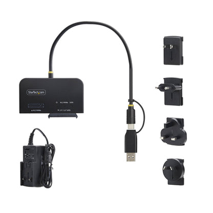 StarTech.com USB-C/USB-A to M.2 NVMe and 2.5in/3.5in SATA Adapter, 10Gbps, Tool-Free External SSD Hard Drive Reader, B+M/M-Key