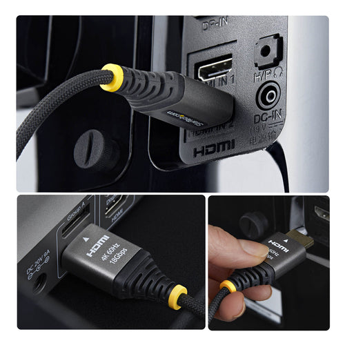 StarTech.com 3ft (91cm) Premium Certified High Speed HDMI Cable, Ultra Flexible HDMI Cable, 4K 60Hz/1440p 144Hz w/HDR10/ARC, 18Gbps, High Flex Braided HDMI Cord