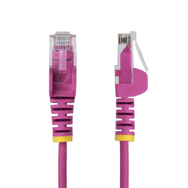 StarTech.com 9in Pink Slim CAT6 Ethernet Cable, Snagless, 100W PoE, UTP, LSZH, 28AWG Pure Bare Copper Wire, Slim RJ45 Network Patch Cord w/Strain Reliefs, Individually Tested