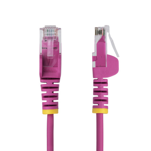 StarTech.com 7ft Pink Slim CAT6 Ethernet Cable, Snagless, 100W PoE, UTP, LSZH, 28AWG Pure Bare Copper Wire, Slim RJ45 Network Patch Cord w/Strain Reliefs, Individually Tested