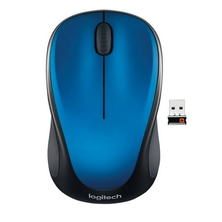Logitech M317 Wireless Computer Mouse  3 Buttons  2.4GHz   Compact with Comfortable Rubber Sides  Blue
