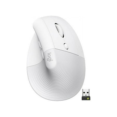 Logitech - Lift Vertical Wireless Ergonomic Mouse with 4 Customizable Buttons - Wireless - Off-White