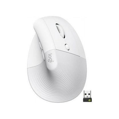 Logitech - Lift Vertical Wireless Ergonomic Mouse with 4 Customizable Buttons - Wireless - Off-White