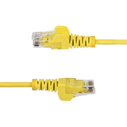 StarTech.com 15ft Yellow Slim CAT6 Ethernet Cable, Snagless, 100W PoE, UTP, LSZH, 28AWG Pure Bare Copper Wire, Slim RJ45 Network Patch Cord w/Strain Reliefs, Individually Tested