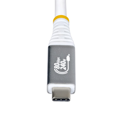 StarTech.com 5ft (1.5m) USB4 Cable, 80Gbps, USB-IF Certified USB-C Cable, 240W PD, 8K 120Hz/4K 240Hz DP2.1 DP80, TPE Jacket, Thunderbolt 4 Compatible - White USB-C Cord