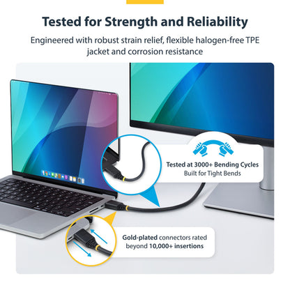 StarTech.com 50cm (1.6ft) Certified Ultra High Speed HDMI Cable, 8K 60Hz/4K 120Hz, HDMI 2.1 Cable with HDR10+ / eARC, 48Gbps, 8K HDMI Cord for Monitor/TV/Display, Flexible TPE Jacket