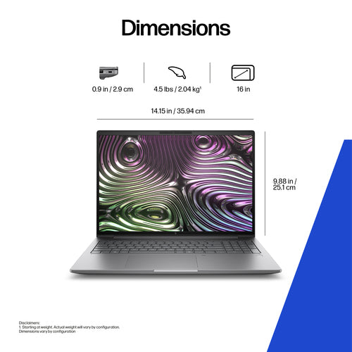 HP Zbook X G1i 16 inch Mobile Workstation PC Wolf Pro Security Edition Intel Core Ultra 9 285H 40.6 cm (16") WUXGA 32 GB DDR5-SDRAM 1 TB SSD NVIDIA RTX PRO 2000 Blackwell Wi-Fi 7 (802.11be) Windows 11 Pro Silver