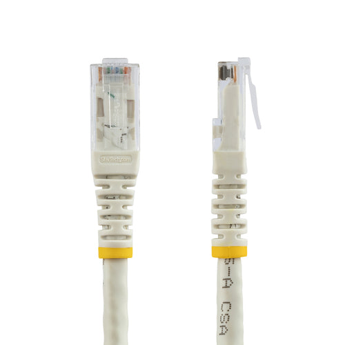 StarTech.com 25ft CAT6 Ethernet Cable - White CAT 6 Gigabit Ethernet Wire -250MHz 100W PoE RJ45 UTP Molded Network/Patch Cord w/Strain Relief/ Individually Tested