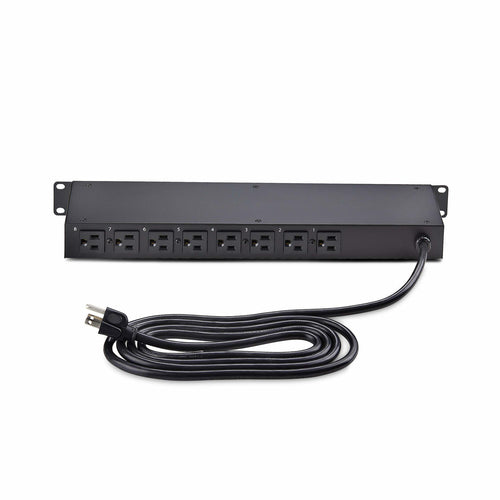 StarTech.com 8-Outlet Horizontal Rack Mount PDU, 1U Power Strip, Individual Outlet On/Off Switches w/Covers, 15A Circuit Breaker, 8ft/2.4m Cord, NEMA 5-15P/R, TAA