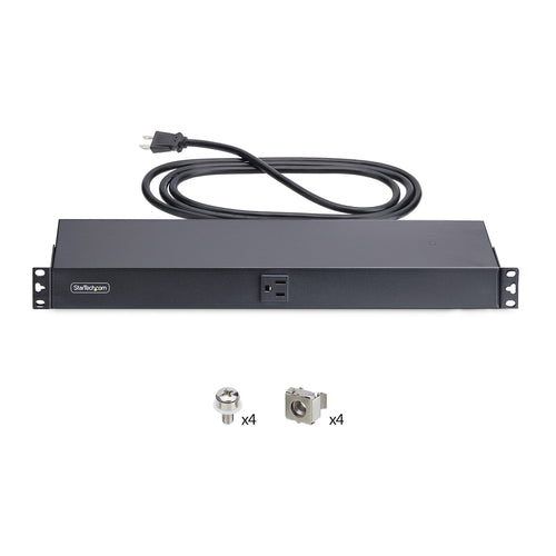 StarTech.com 13-Outlet Rackmount PDU, 1U Server Power Strip with 1x Front and 12x Rear Ports, Mounted Power Distribution Unit for 19-Inch Racks and Cabinets