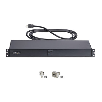 StarTech.com 13-Outlet Rackmount PDU, 1U Server Power Strip with 1x Front and 12x Rear Ports, Mounted Power Distribution Unit for 19-Inch Racks and Cabinets