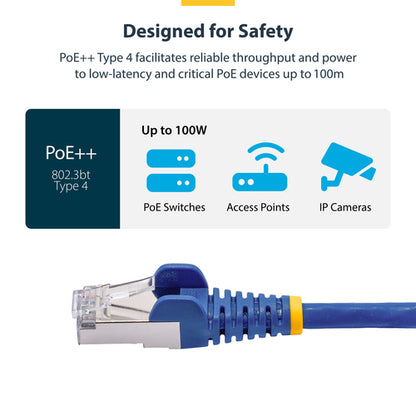 StarTech.com 6in Blue CAT8 Ethernet Cable, Snagless RJ45, 25G/40G, 2000MHz, 100W PoE++, S/FTP, 26AWG Pure Bare Copper Wire, LSZH, Shielded Network Patch Cord w/Strain Reliefs, Individually Tested