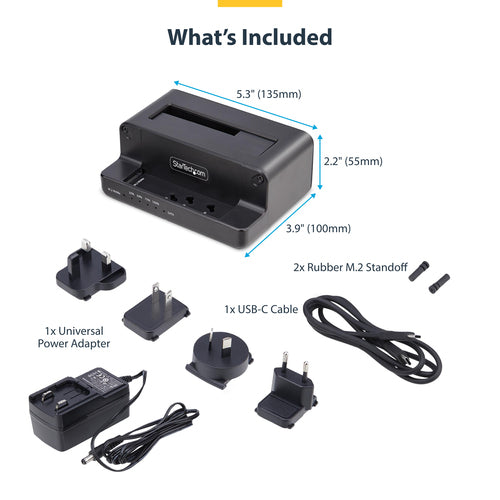 StarTech.com M.2 NVMe to 2.5/3.5" SATA Drive Duplicator, Dual Bay Standalone SSD Cloner/Drive Dock, Bidirectional NVMe to SATA / SATA to NVMe, Up to 27GBpm, TAA