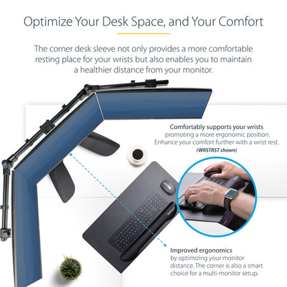 StarTech.com Clamp-On Steel Desk Corner Sleeve for L-Shaped/Corner Desk, For 0.5-1.5in (12.7-38.1mm) Desks, Increase Space for Keyboard/Mouse, Desk Extender/Tray For Wooden/Steel Desks, Ships Assembled