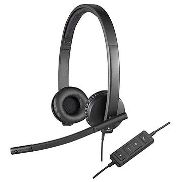Logitech H570e Over-the-Head Wired USB Headset  with Replaceable Earbands  Black