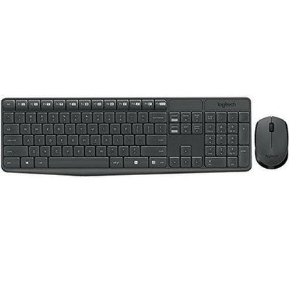 Logitech® MK235 Wireless Straight Full-Size Keyboard & Ambidextrous Optical Mouse  Black