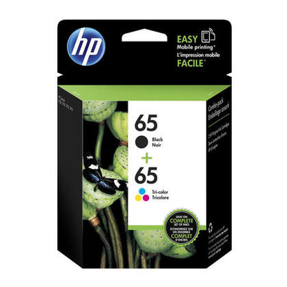 HP 65 2-pack Black/Tri-color Original Ink Cartridges  ~120 pages  T0A36AN#140
