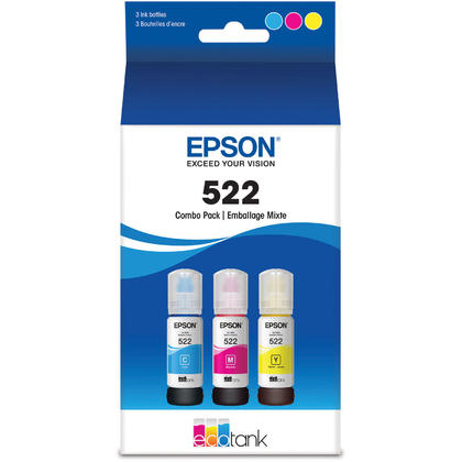 Epson 522 3pk Ink Bottles - Cyan Magenta Yellow (T522520-S)