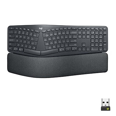 Logitech Ergo K860 Split Wireless Keyboard for Business  Ergonomic Design  Secured Logi Bolt Technology  Graphite