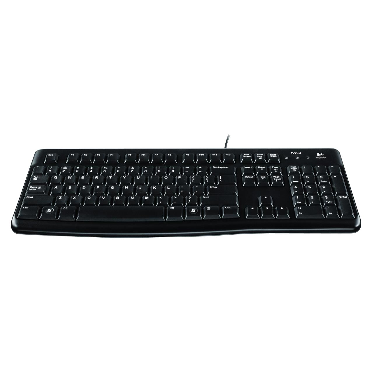 Logitech K120 Wired Keyboard for Windows  USB Plug-and-Play  Full-Size  Spill-Resistant  Curved Space Bar  Compatible with PC  Laptop  Black