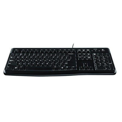 Logitech K120 Wired Keyboard for Windows  USB Plug-and-Play  Full-Size  Spill-Resistant  Curved Space Bar  Compatible with PC  Laptop  Black