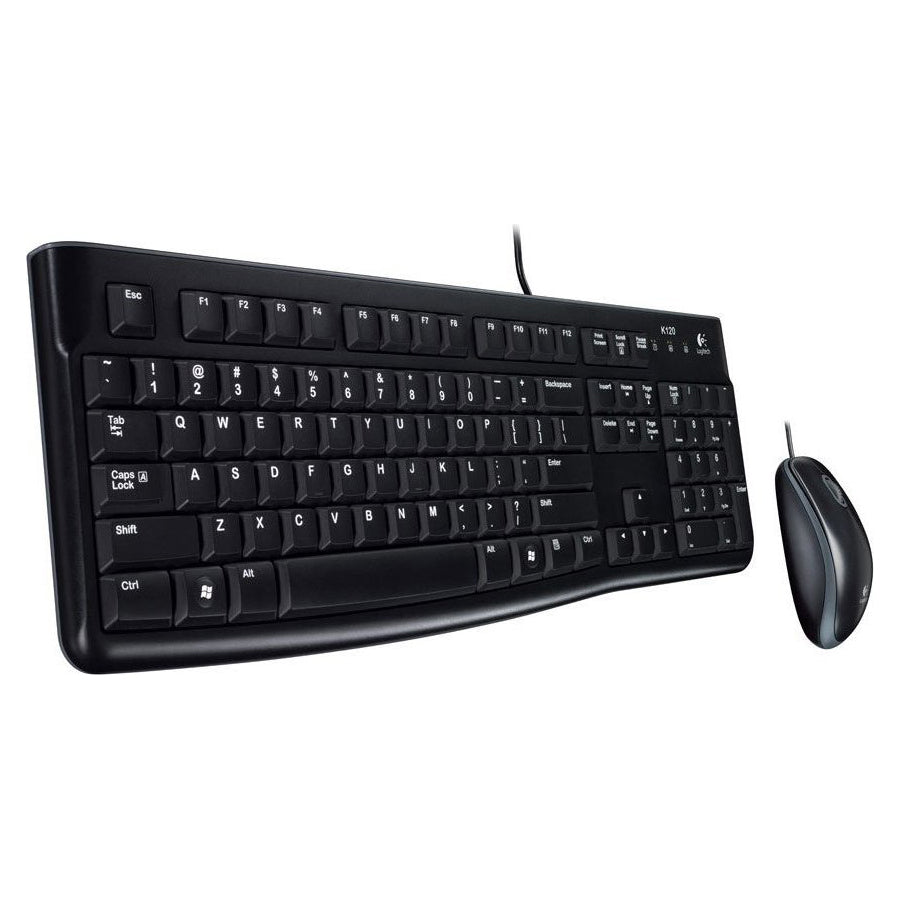 Logitech - MK120 Full-size Wired Membrane Keyboard and Mouse Bundle for Windows with USB Plug-and-Play - Black
